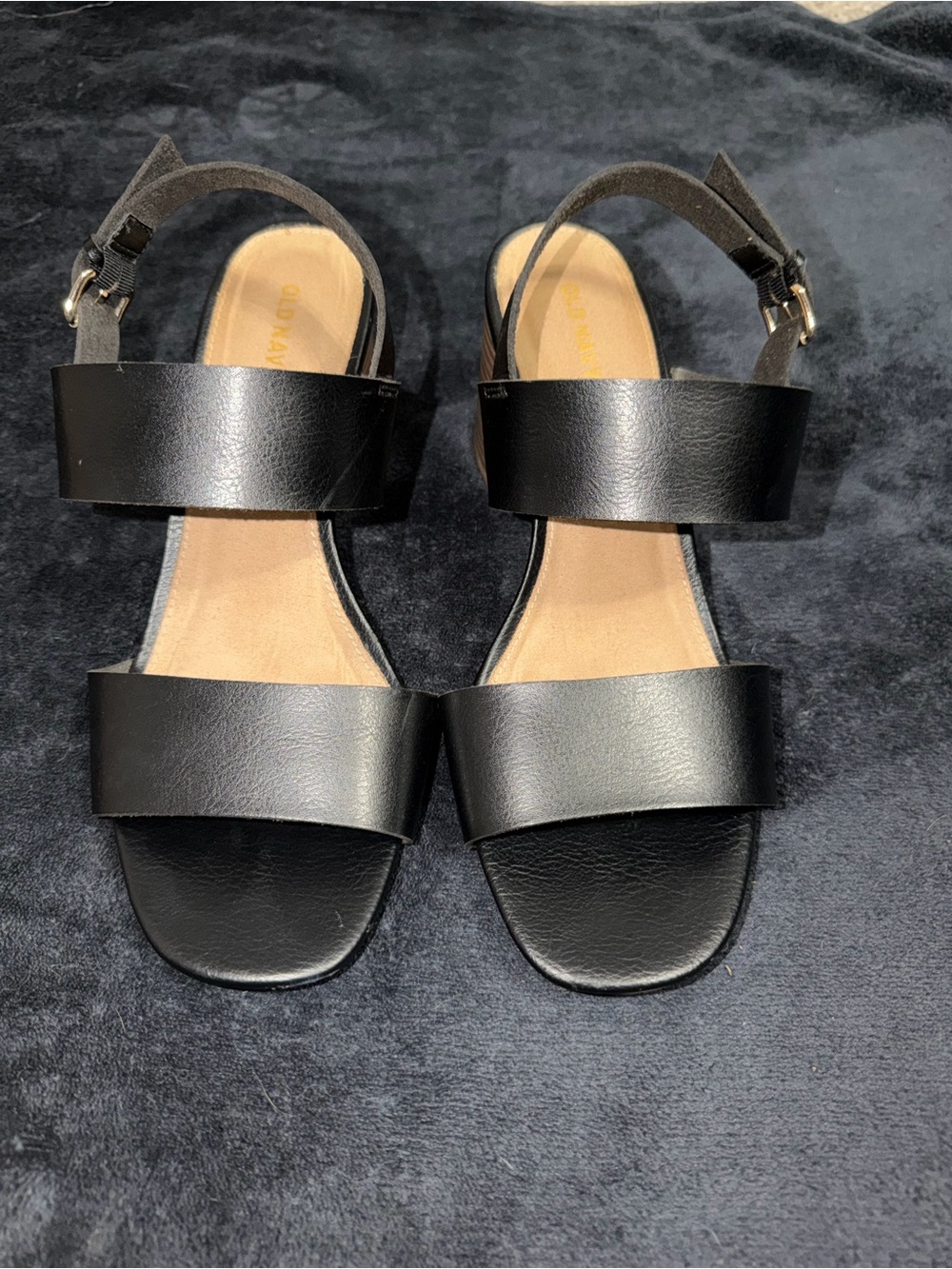 Old Navy Black Two-Strap Buckle Sandals